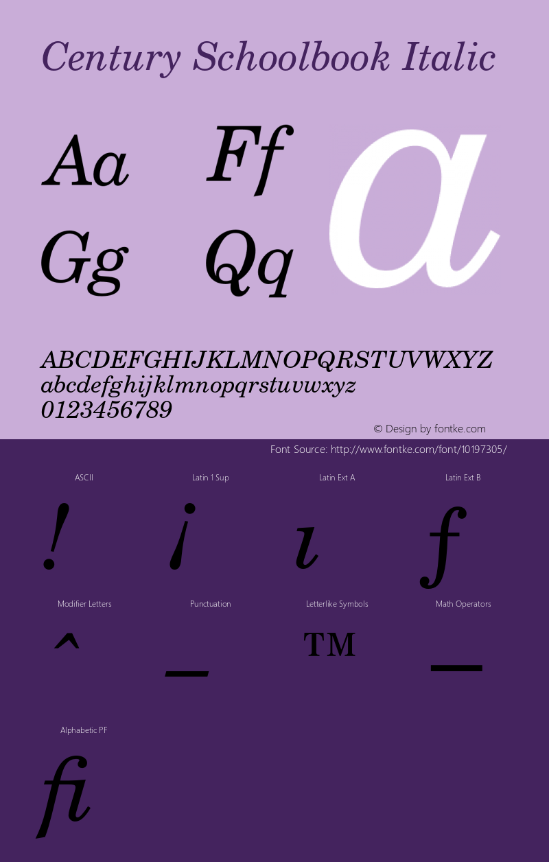 Century Schoolbook Italic 2.0-1.0图片样张