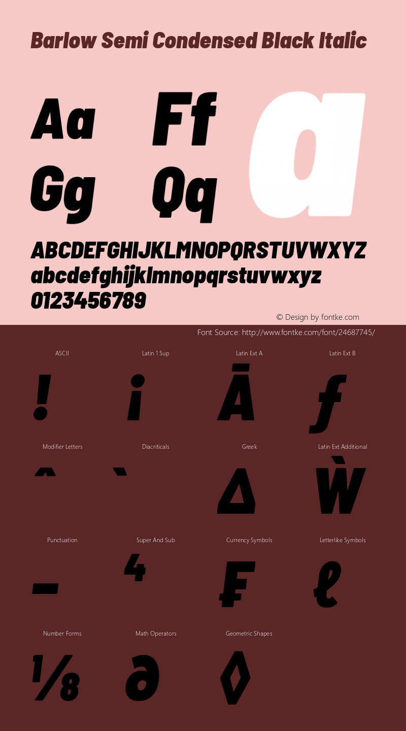 Barlow Semi Condensed Black Italic Version 1.204图片样张