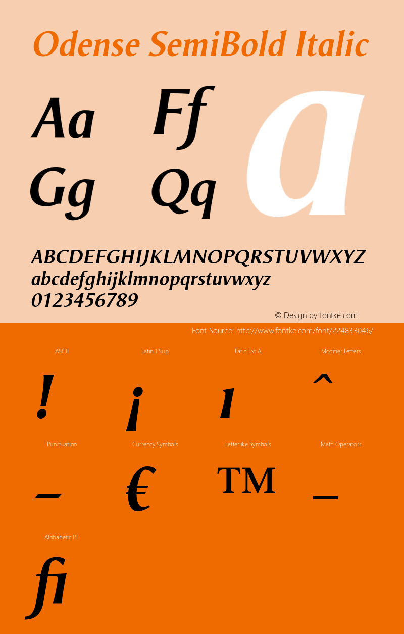 Odense SemiBold Italic Version 1.00图片样张