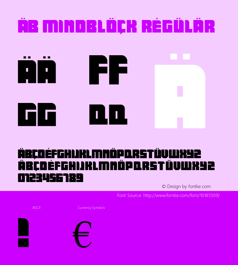 AB Mindblock Regular Macromedia Fontographer 4.1 12/12/99图片样张