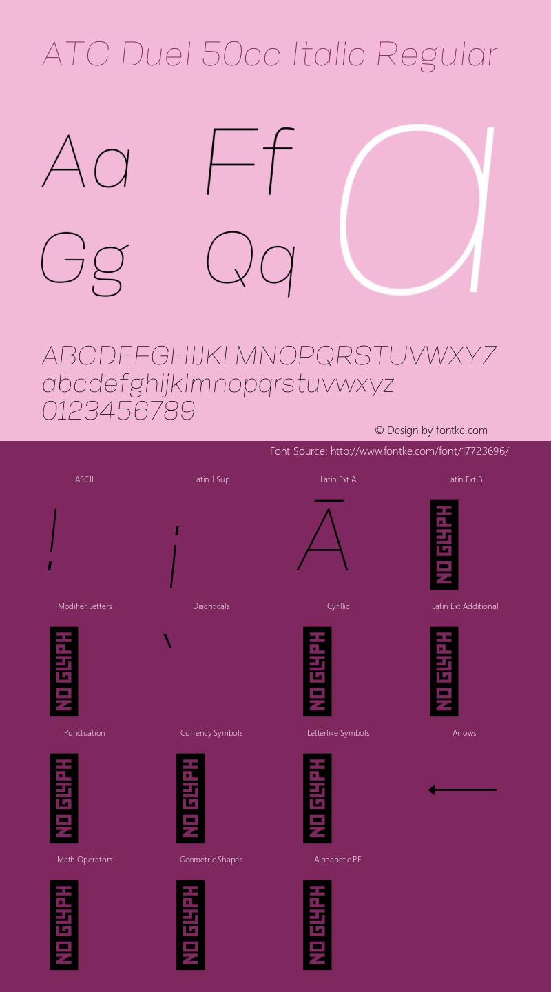 ATC Duel 50cc Italic Regular Version 1.001;PS 001.001;hotconv 1.0.88;makeotf.lib2.5.64775图片样张