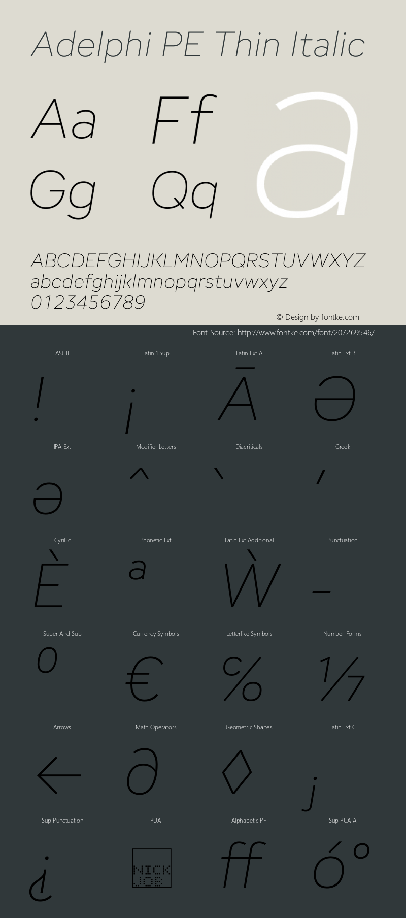 Adelphi PE Thin Italic Version 1.000 | w-rip DC20191030图片样张