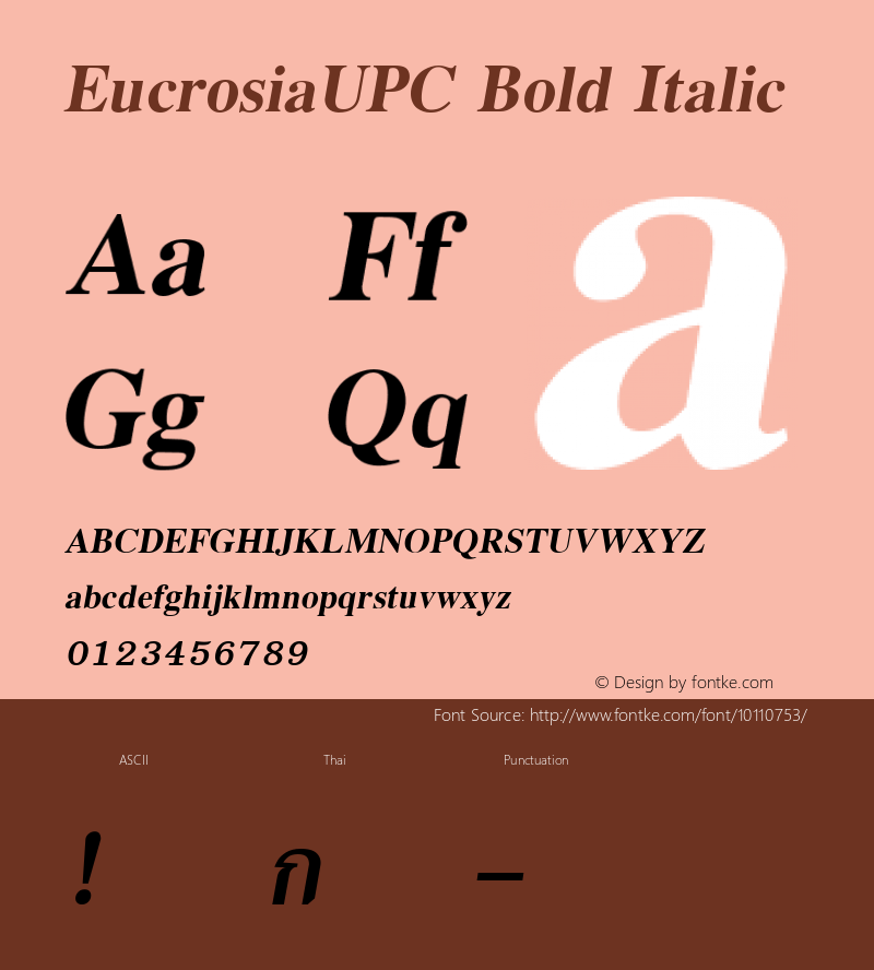 EucrosiaUPC Bold Italic Version 2.20图片样张