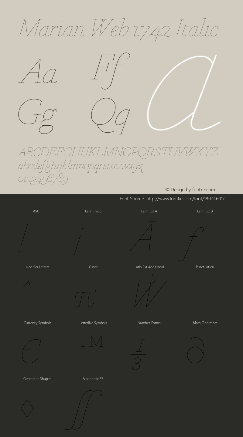 Marian Web 1742 Italic Version 1.1 2015图片样张