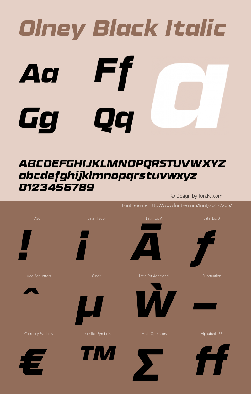 Olney-BlackItalic 图片样张