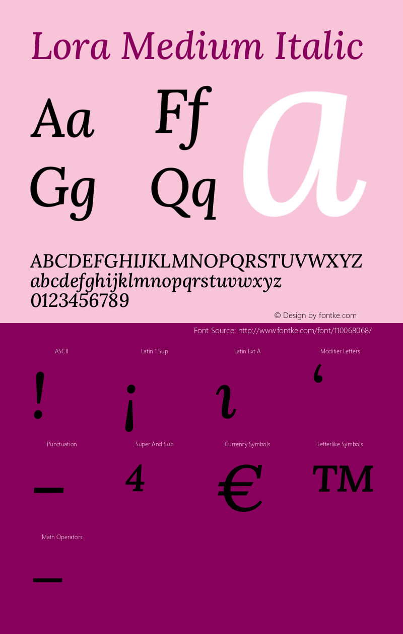 Lora Medium Italic Version 3.000图片样张