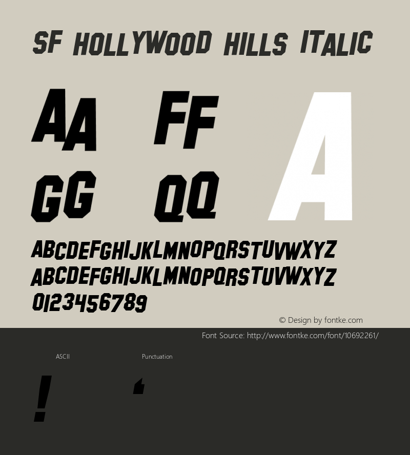 SF Hollywood Hills Italic ver 1.0; 1999.图片样张