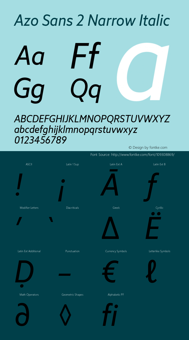 Azo Sans 2 Narrow Italic Version 2.001图片样张