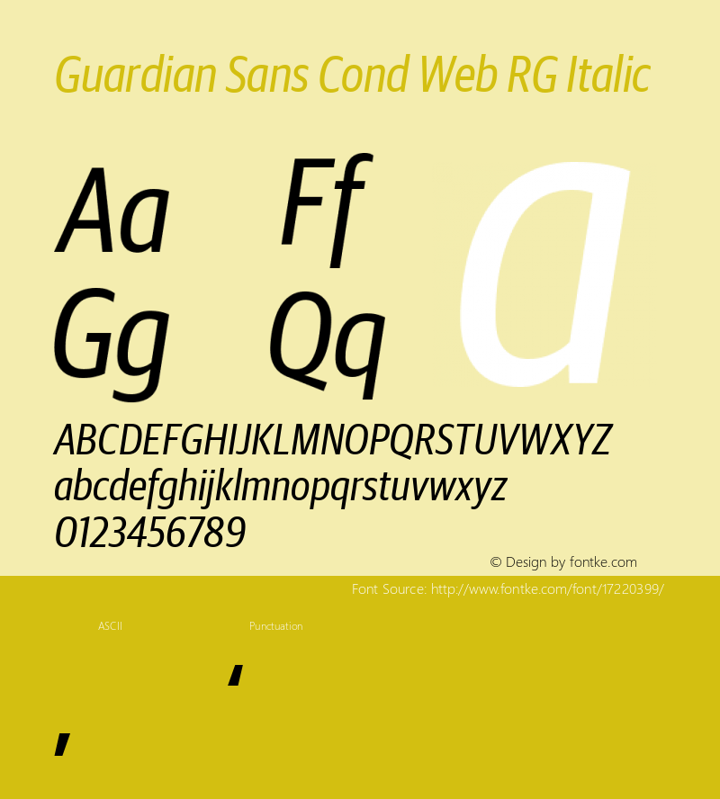 Guardian Sans Cond Web RG Italic Version 1.1 2012图片样张