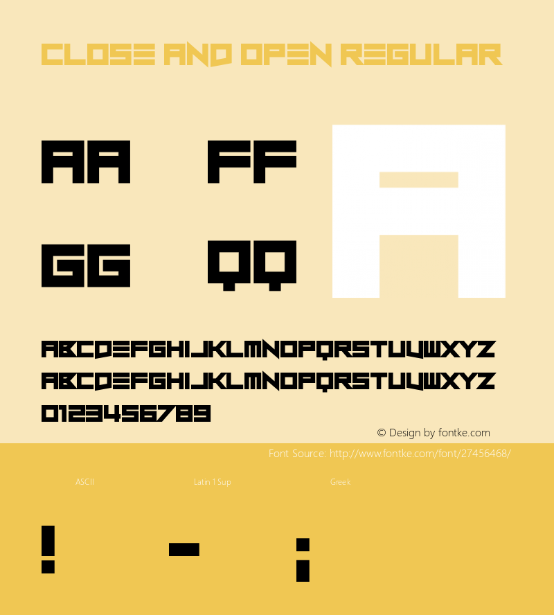 Close and Open Version 1.00;October 25, 2018;FontCreator 11.5.0.2427 64-bit图片样张