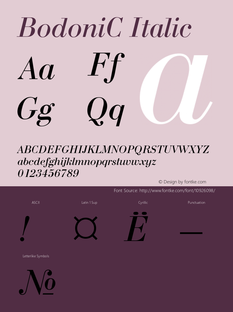 BodoniC Italic Version 001.000图片样张