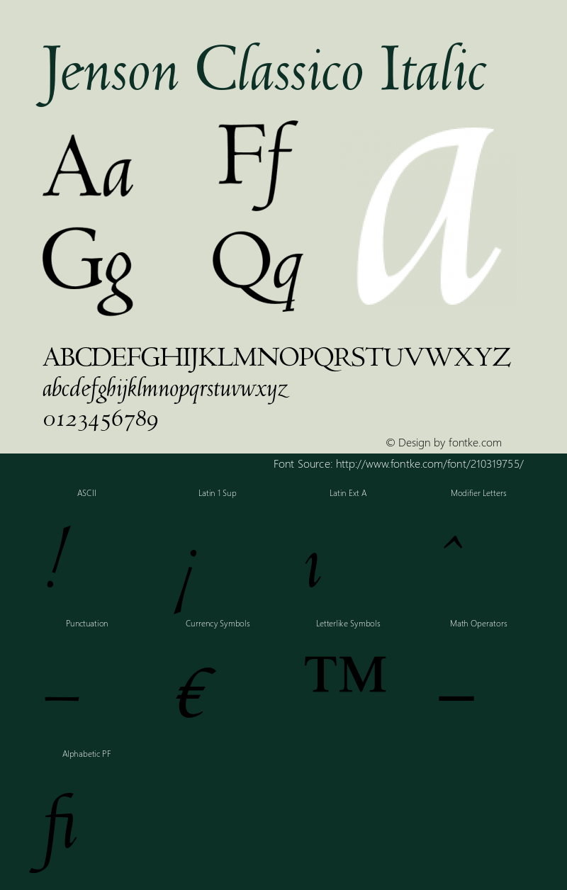 Jenson Classico Italic Version 1.00图片样张