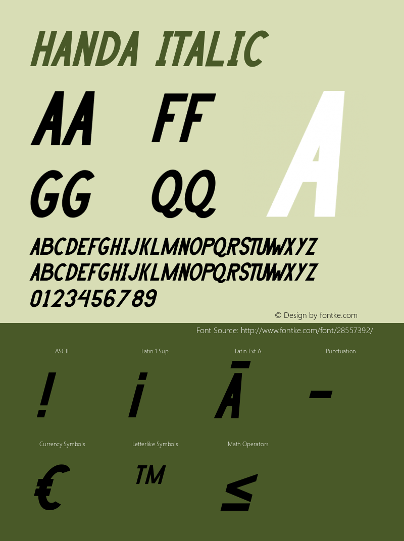 HANDA Italic Version 1.002;Fontself Maker 3.1.1图片样张