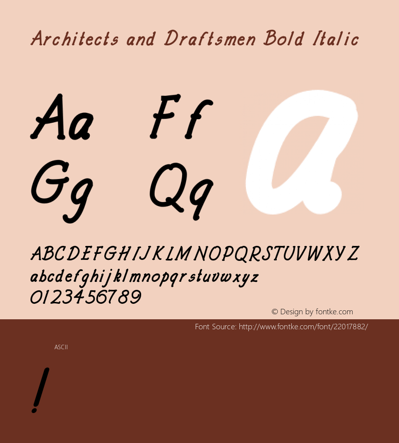 Architects and Draftsmen Bold Italic Version 1.000;PS 001.000;hotconv 1.0.88;makeotf.lib2.5.64775图片样张