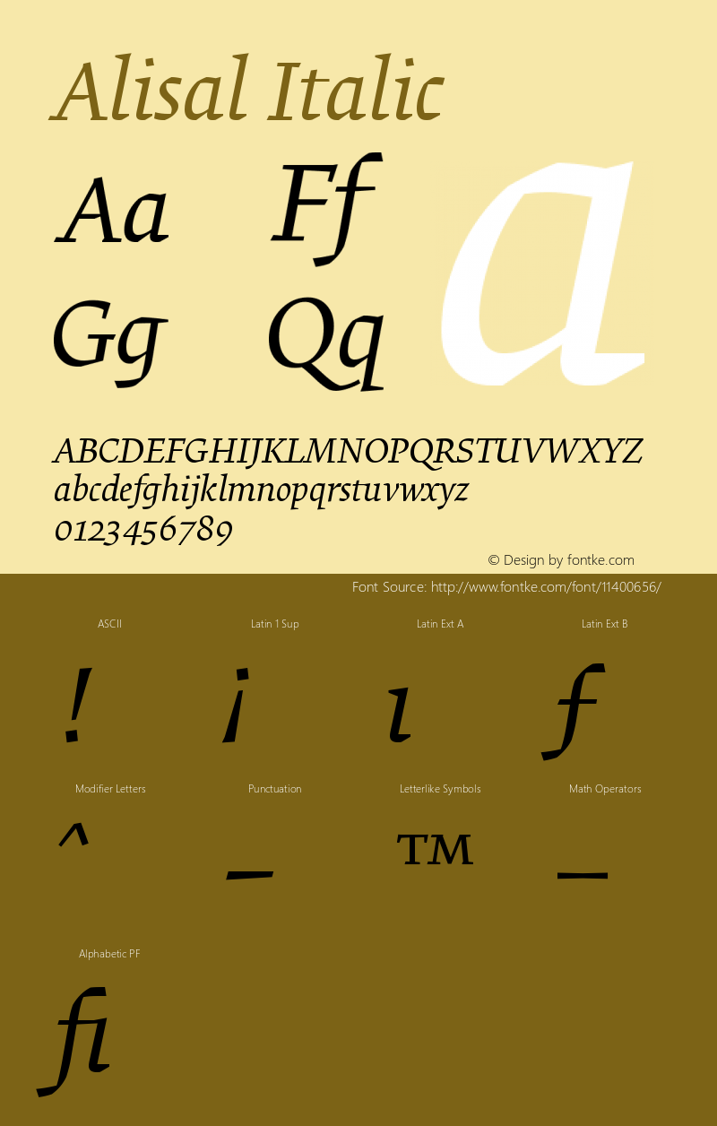 Alisal Italic Version 001.000图片样张