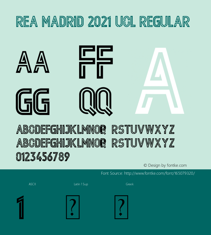 Rea Madrid 2021 UCL Version 1.00;August 2, 2020;FontCreator 12.0.0.2563 64-bit图片样张