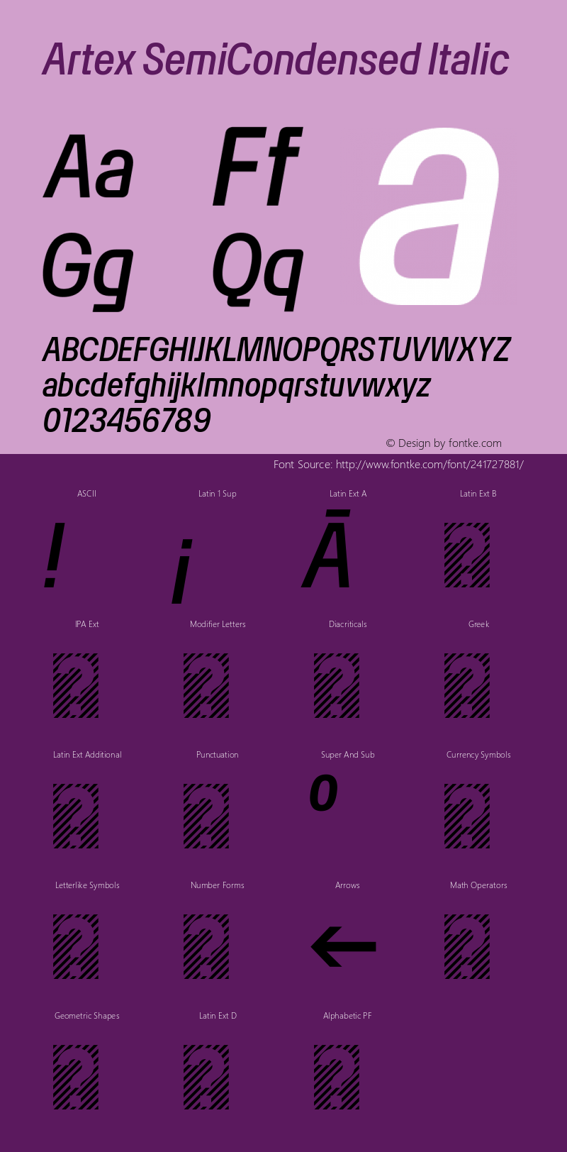 Artex SemiCondensed Italic Version 1.005图片样张