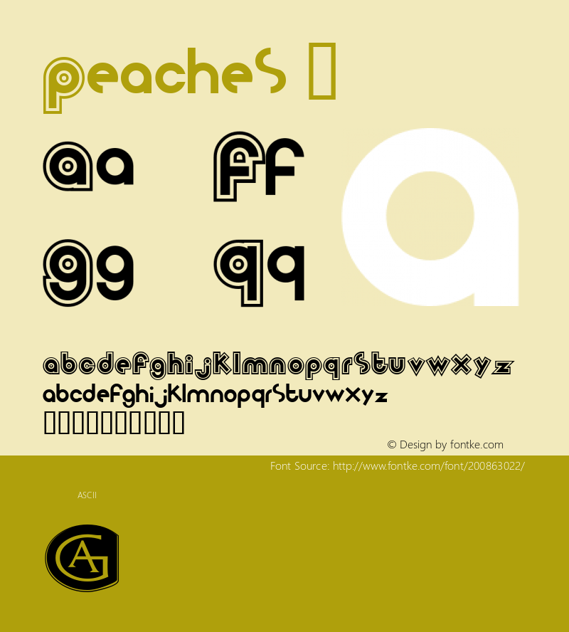 ☞Peaches Macromedia Fontographer 4.1.5 9/11/02;com.myfonts.easy.elemeno.peaches.peaches.wfkit2.version.Fx6图片样张