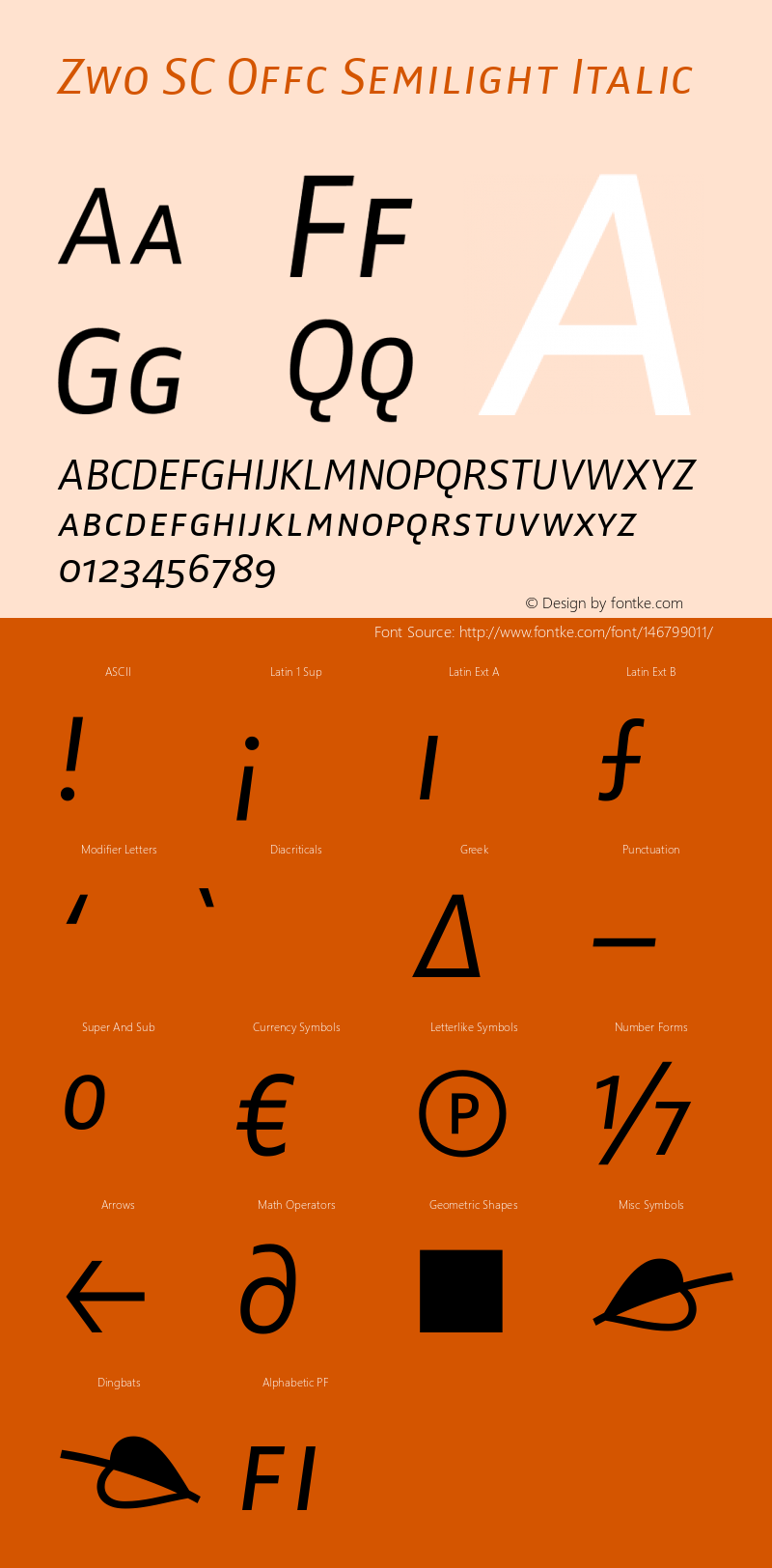 Zwo SC Offc Semilight Italic Version 7.504; 2010; Build 1023图片样张