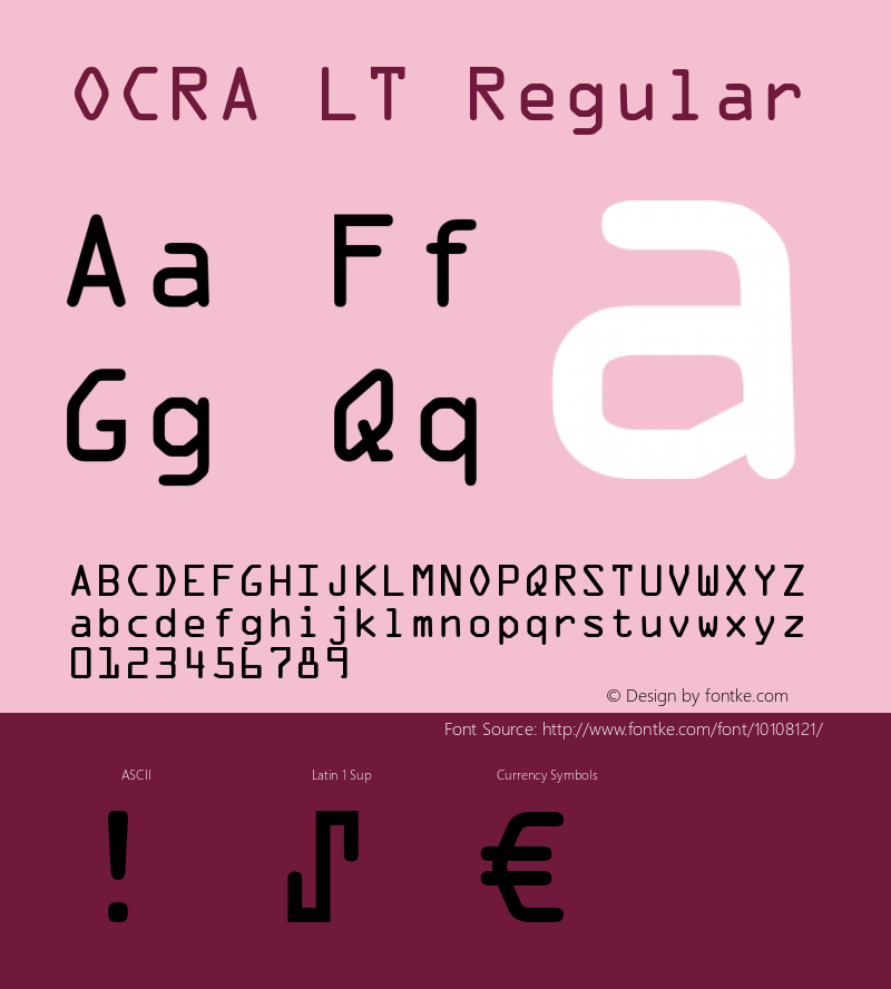 OCRA LT Regular Version 6.1; 2002图片样张