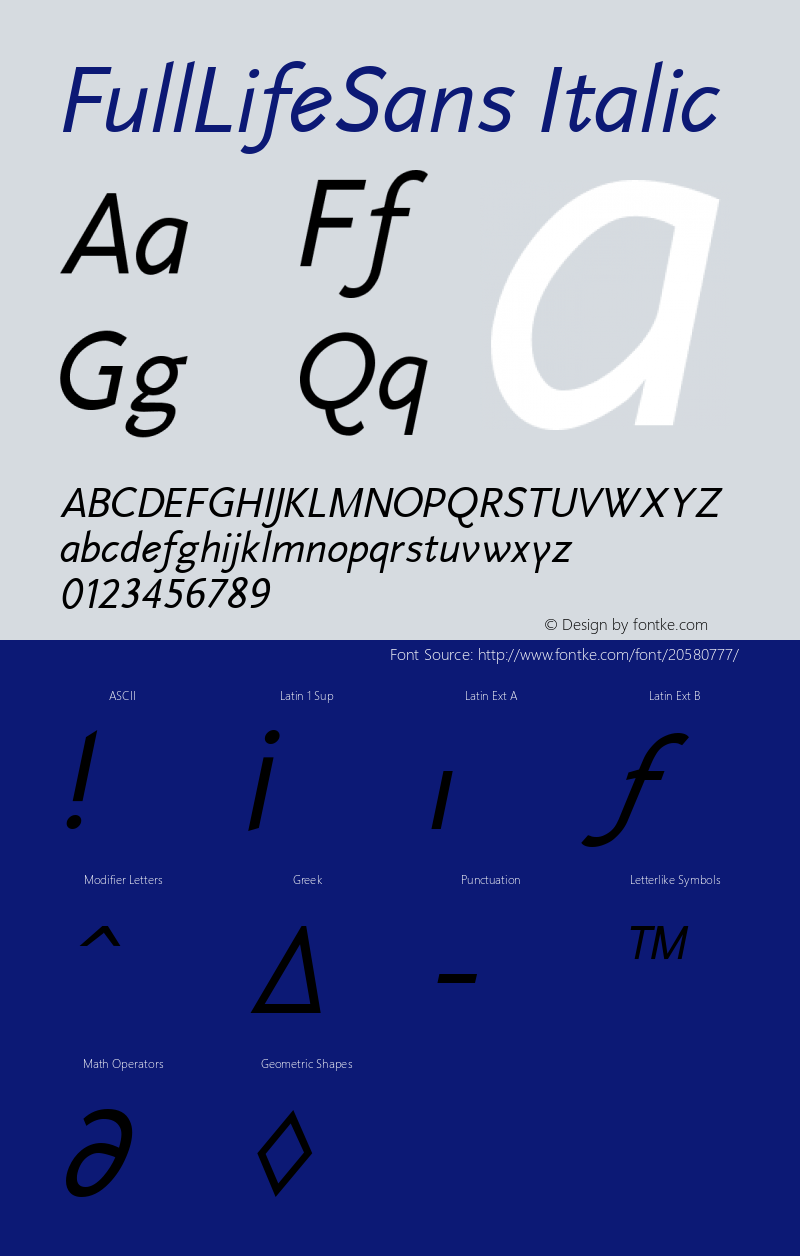 FullLifeSans Italic Macromedia Fontographer 4.1.2 4/3/01图片样张