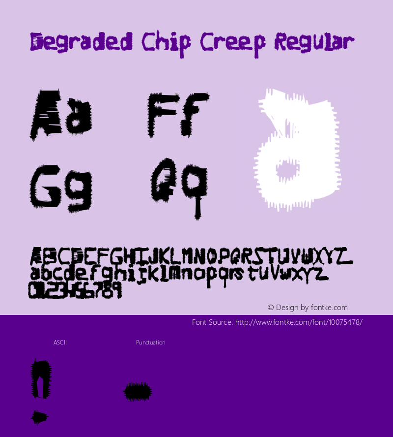 Degraded Chip Creep Regular 1.0 of this techno-grunge font monstrocity图片样张