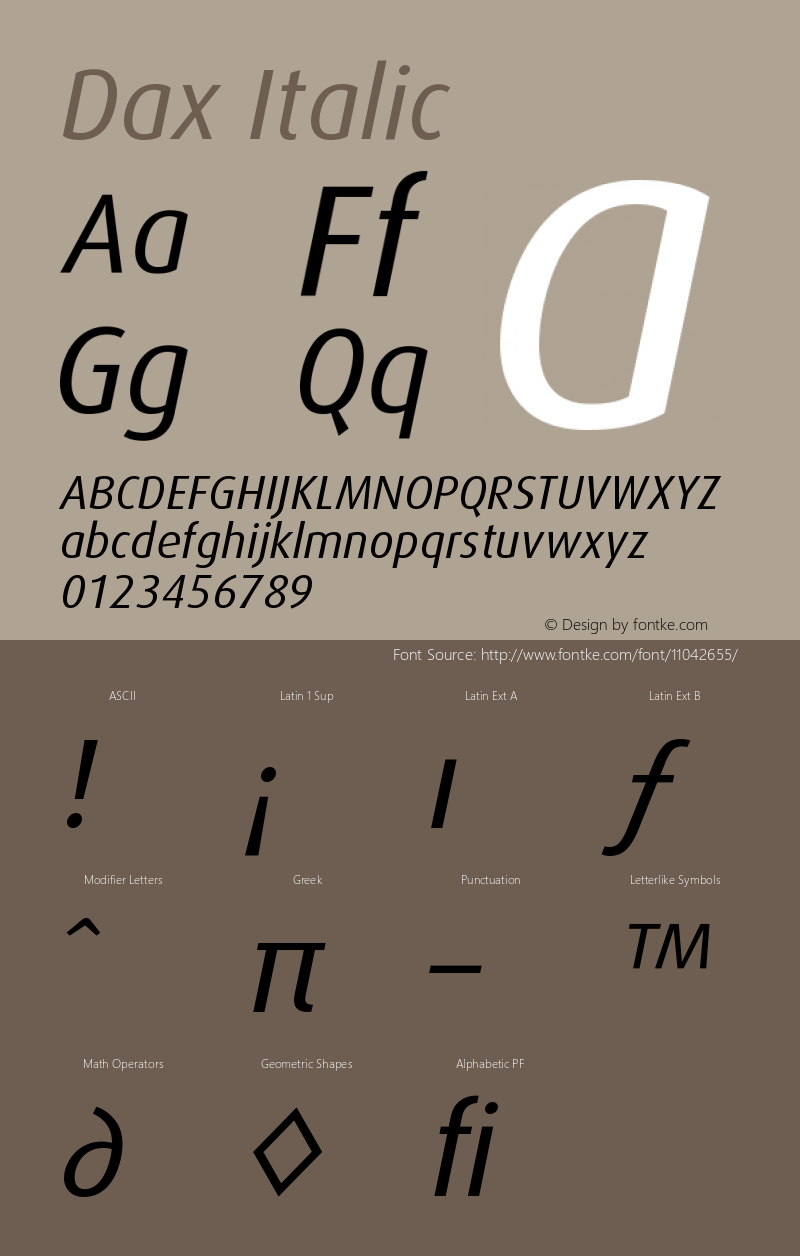 Dax Italic Version 001.000图片样张