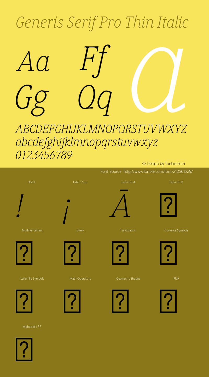 Generis Serif Pro Thin Italic Version 1.00图片样张