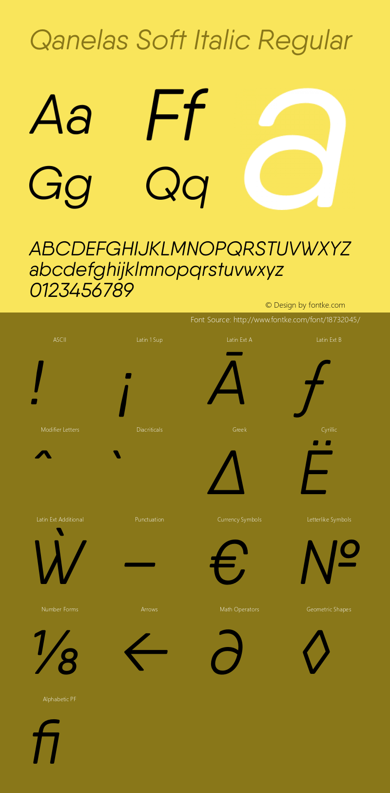 Qanelas Soft Italic Regular Version 1.000;PS 001.000;hotconv 1.0.88;makeotf.lib2.5.64775图片样张