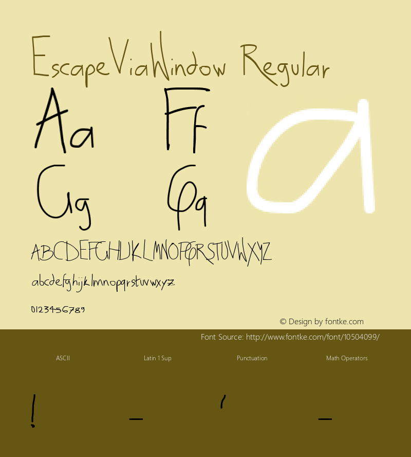 EscapeViaWindow Regular Fontographer 4.7 8/10/10 FG4M­0000002045图片样张