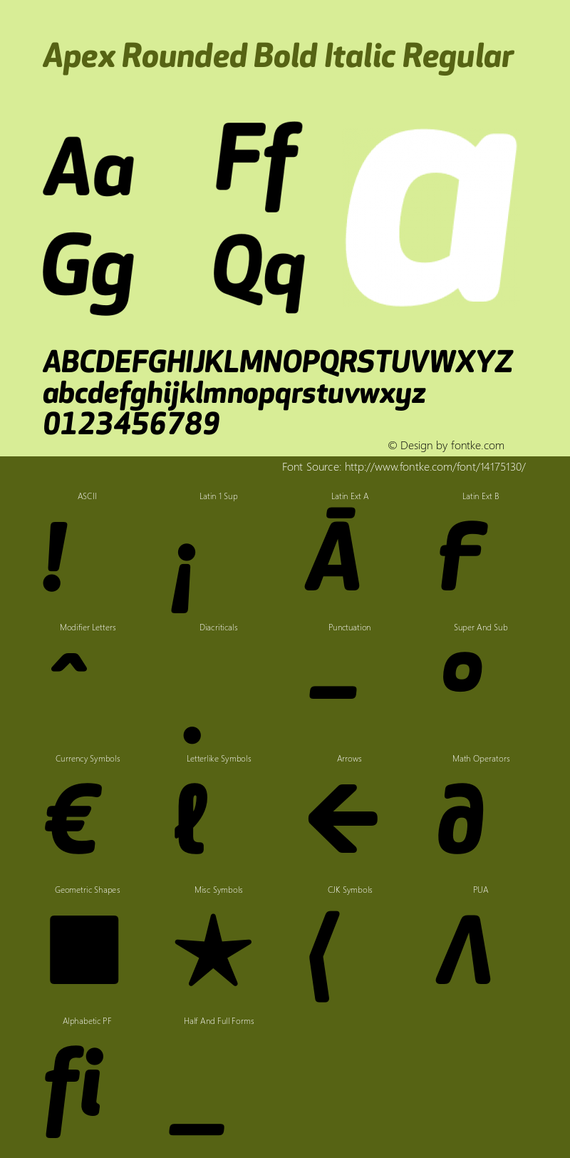 Apex Rounded Bold Italic Regular 1.000图片样张