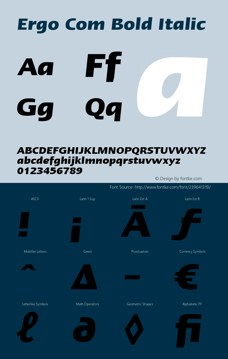Linotype Ergo Com Bold Italic Version 2.01图片样张