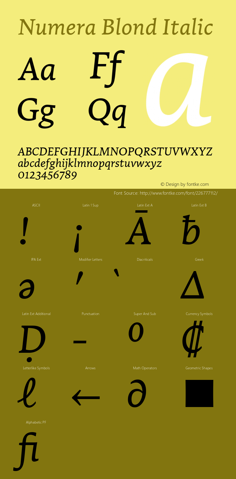 Numera Blond Italic Version 1.000图片样张