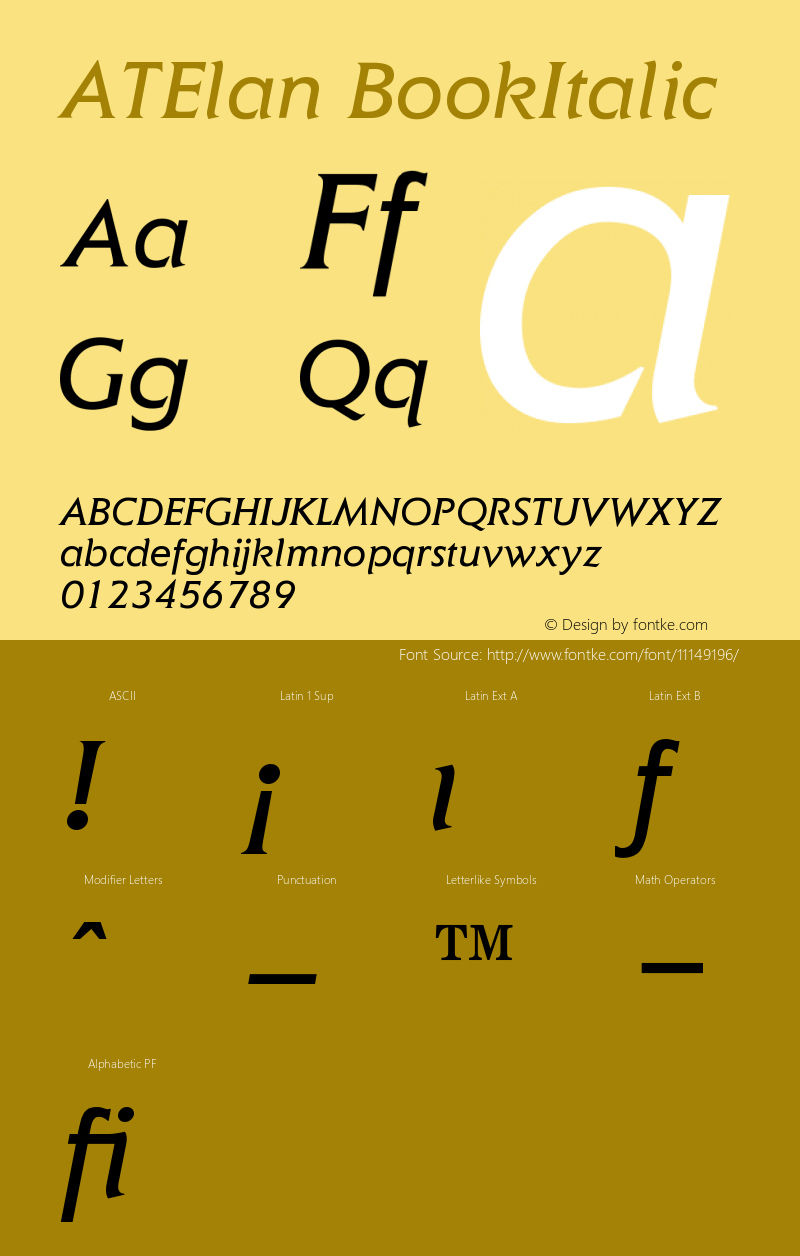 ATElan BookItalic Version 1.0图片样张