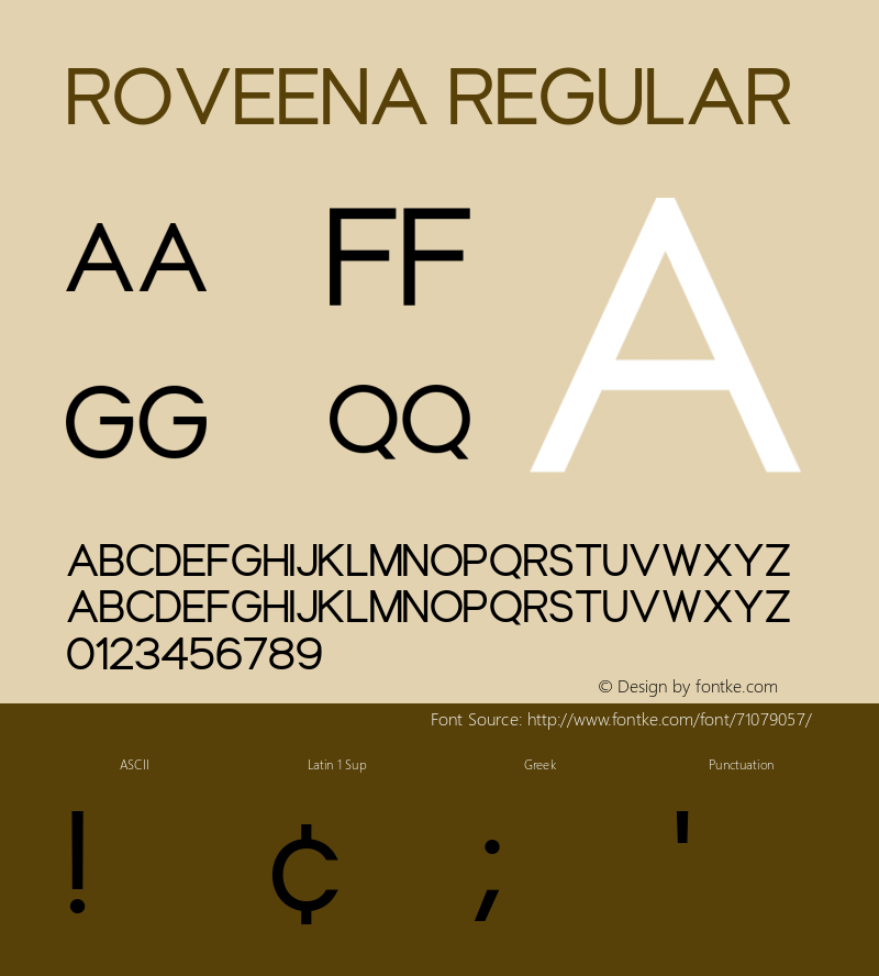 Roveena Version 1.00;May 25, 2020;FontCreator 11.5.0.2422 64-bit图片样张
