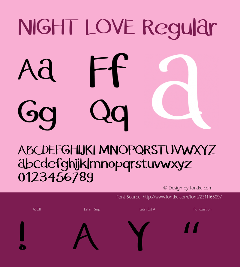 NIGHT LOVE Version 1.002;Fontself Maker 3.5.4图片样张