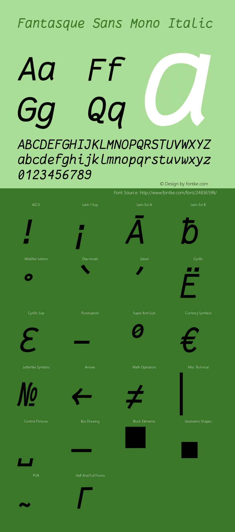 Fantasque Sans Mono Italic Version 1.7.2图片样张