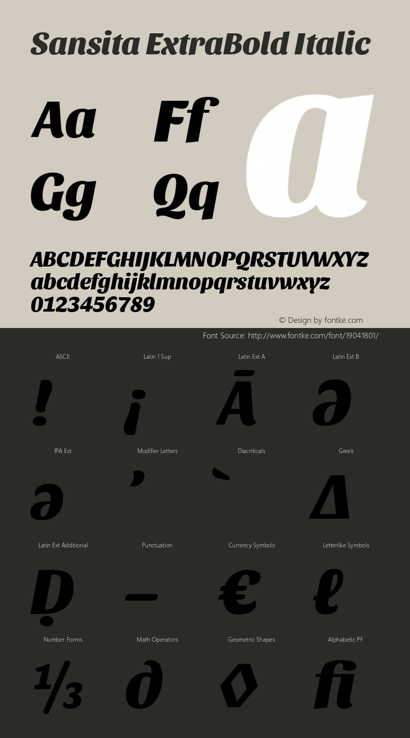 Sansita ExtraBold Italic Version 1.006; ttfautohint (v1.5)图片样张