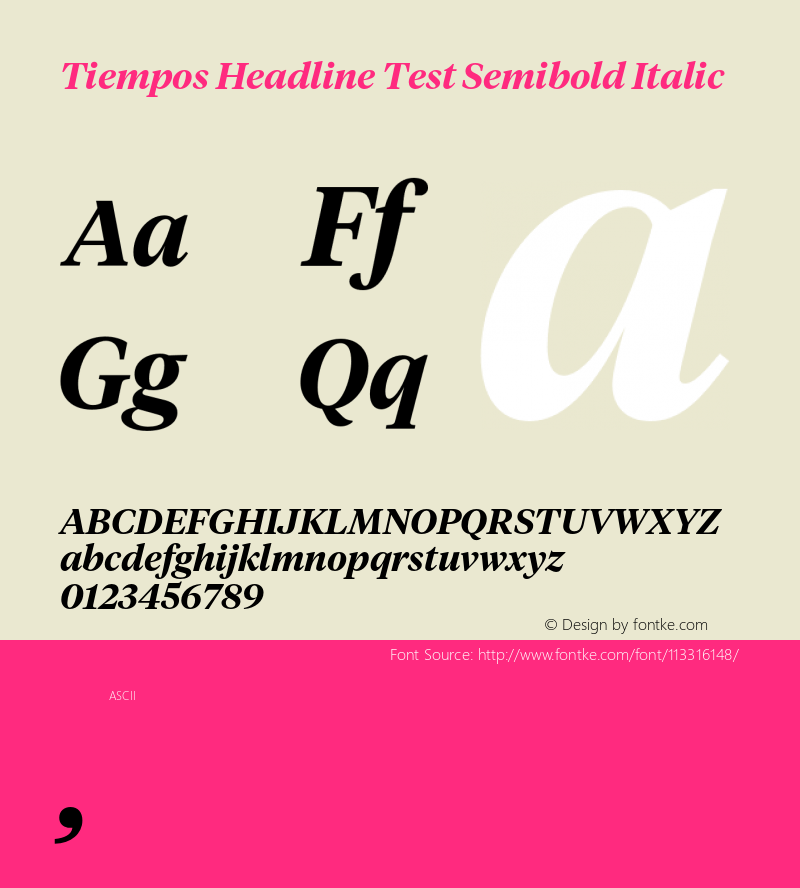 TiemposHeadline-SemiboldItalicTest Version 1.008;hotconv 1.0.116;makeotfexe 2.5.65601;0图片样张