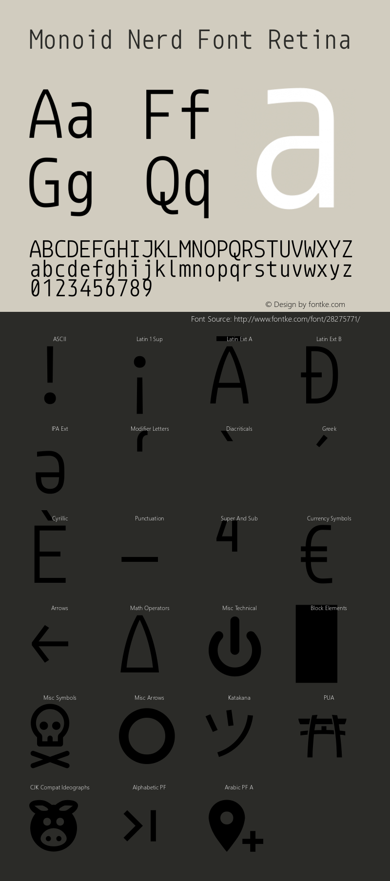 Monoid Retina Nerd Font Complete Version 0.62;Nerd Fonts 2.0.图片样张