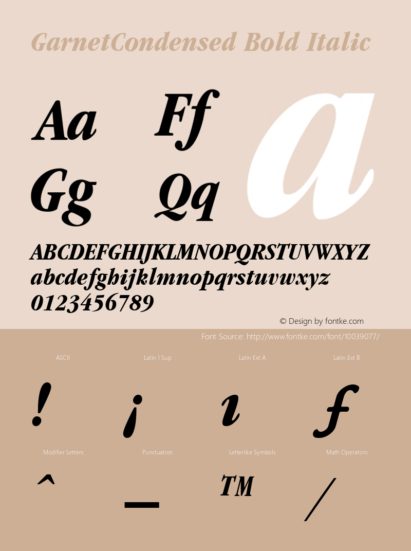 GarnetCondensed Bold Italic The IMSI MasterFonts Collection, tm 1995 IMSI图片样张