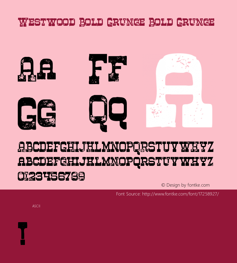 Westwood Bold Grunge Bold Grunge Version 1.000图片样张