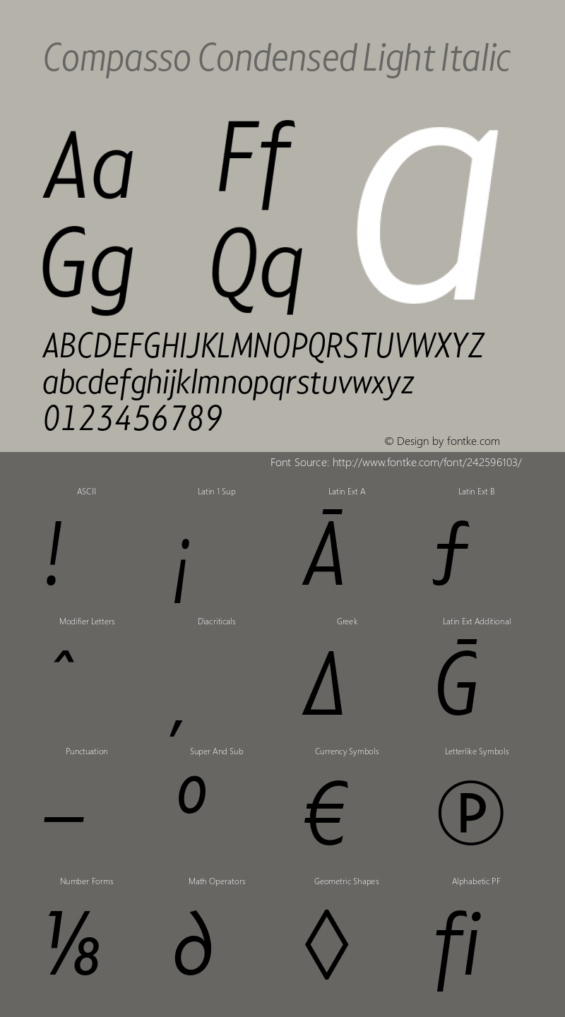 Compasso Condensed Light Italic Version 1.000图片样张