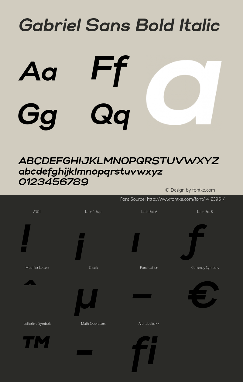 Gabriel Sans Bold Italic Version 1.000图片样张