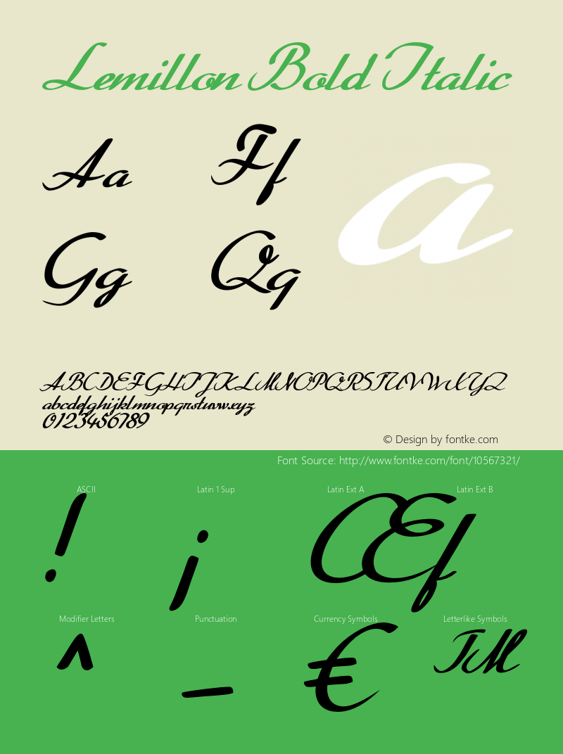 Lemillon Bold Italic Version 1.000图片样张