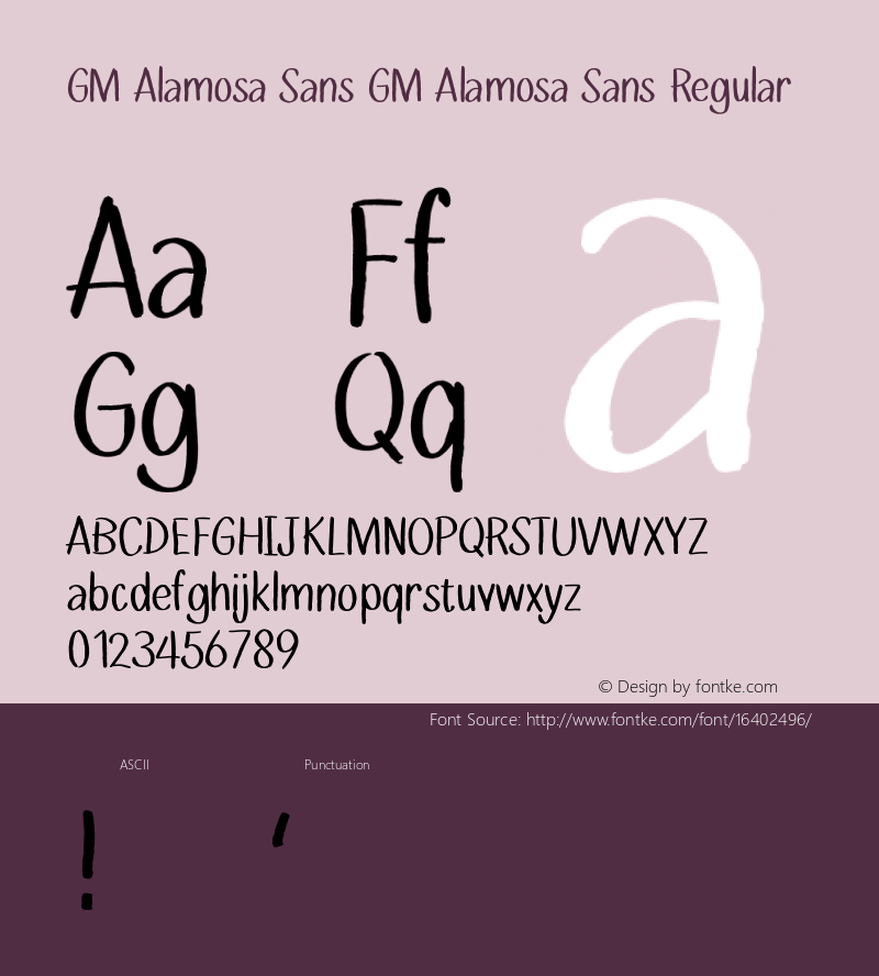 GM Alamosa Sans GM Alamosa Sans Regular Version 1.000;PS 001.000;hotconv 1.0.70;makeotf.lib2.5.58329图片样张