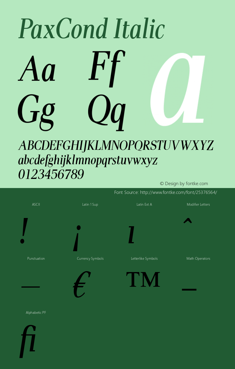 PaxCond-Italic Version 005.000图片样张