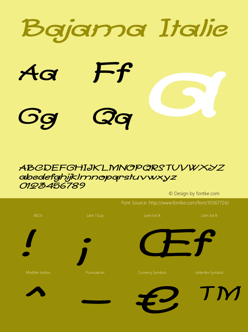 Bajama Italic Version 1.000图片样张