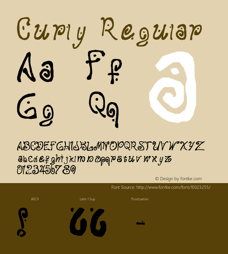 Curly Regular Macromedia Fontographer 4.1 21/10/99图片样张