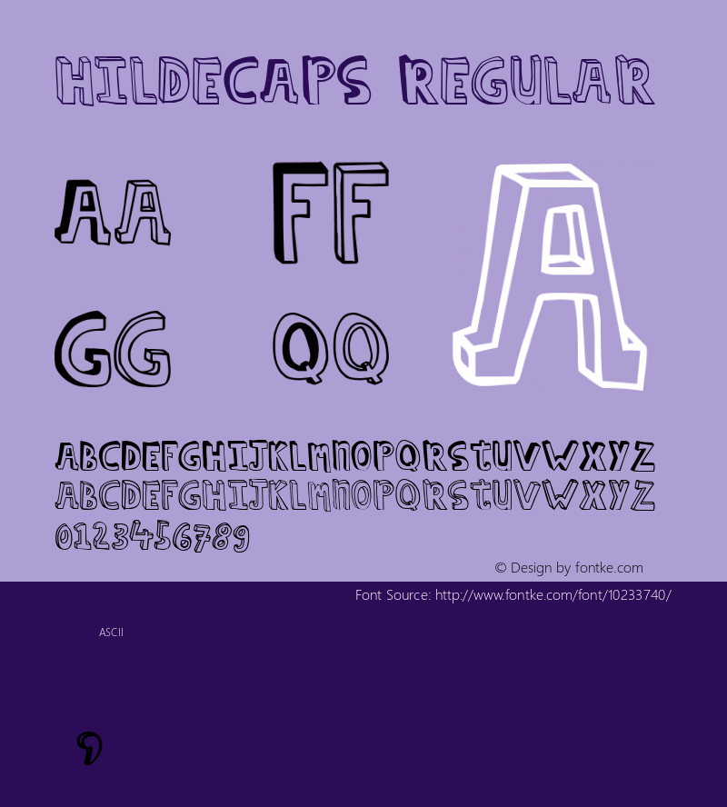 hildeCAPS Regular Macromedia Fontographer 4.1 13-9-2006图片样张